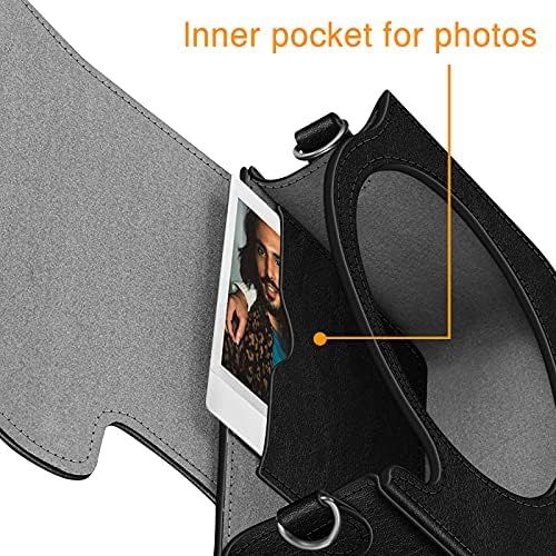  Fintie Protective Case for Fujifilm Instax Square SQ1 Instant Camera - Premium Vegan Leather Bag Cover with Removable Adjustable Strap, Vintage Black