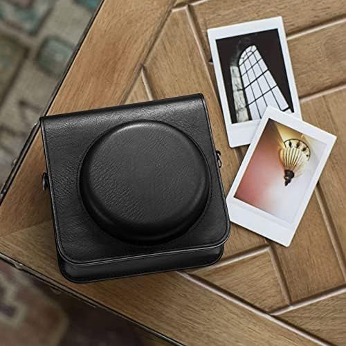  Fintie Protective Case for Fujifilm Instax Square SQ1 Instant Camera - Premium Vegan Leather Bag Cover with Removable Adjustable Strap, Vintage Black