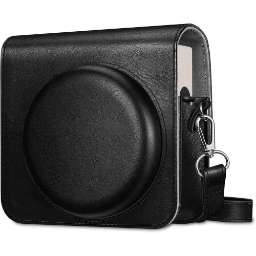  Fintie Protective Case for Fujifilm Instax Square SQ1 Instant Camera - Premium Vegan Leather Bag Cover with Removable Adjustable Strap, Vintage Black