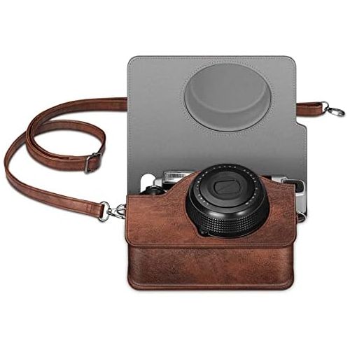  Fintie Protective Case for Fujifilm Instax Wide 300 Instant Film Camera - Premium Vegan Leather Bag Cover with Removable Strap, Vintage Brown
