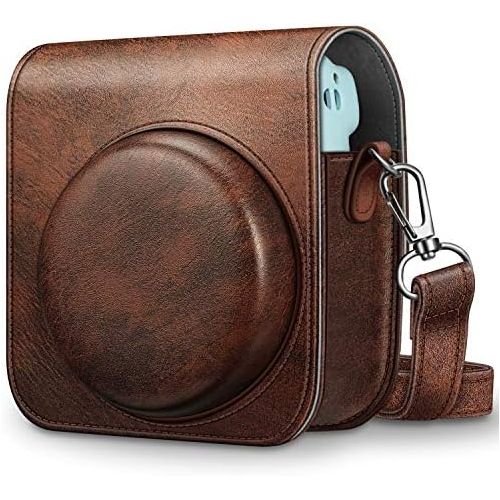  Fintie Protective Case for Fujifilm Instax Mini 11 Instant Camera - Premium Vegan Leather Bag Cover with Removable Adjustable Strap, Vintage Brown