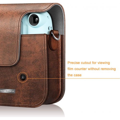  Fintie Protective Case for Fujifilm Instax Mini 11 Instant Camera - Premium Vegan Leather Bag Cover with Removable Adjustable Strap, Vintage Brown