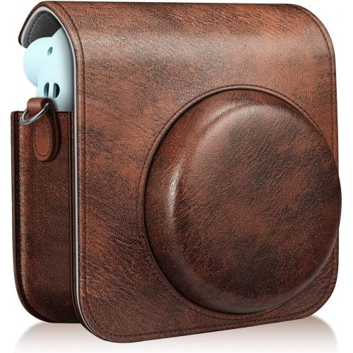  Fintie Protective Case for Fujifilm Instax Mini 11 Instant Camera - Premium Vegan Leather Bag Cover with Removable Adjustable Strap, Vintage Brown