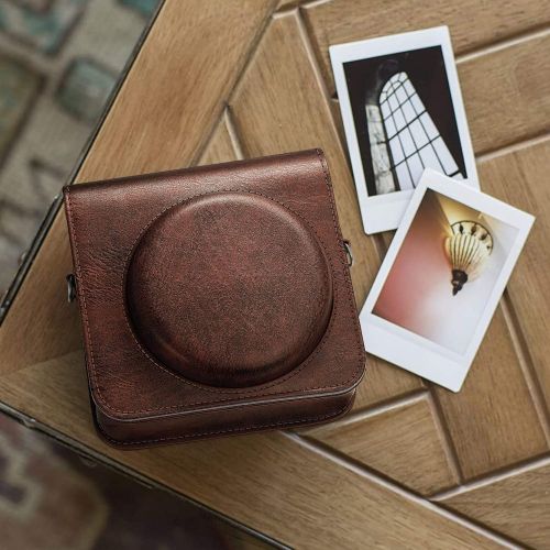  Fintie Protective Case for Fujifilm Instax Square SQ1 Instant Camera - Premium Vegan Leather Bag Cover with Removable Adjustable Strap, Vintage Brown