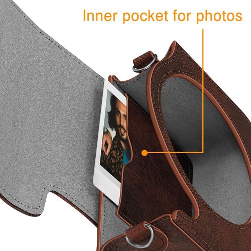  Fintie Protective Case for Fujifilm Instax Square SQ1 Instant Camera - Premium Vegan Leather Bag Cover with Removable Adjustable Strap, Vintage Brown