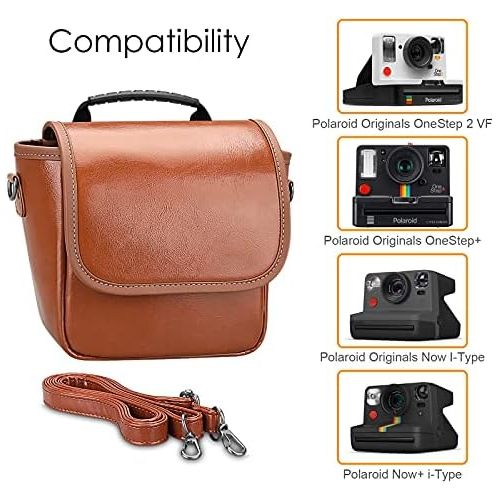  Fintie Carrying Case Compatible with Polaroid Originals OneStep+, Onestep 2 VF, Now+ I-Type, Now I-Type Instant Film Camera - Premium Vegan Leather Travel Bag w/Removable Strap & P