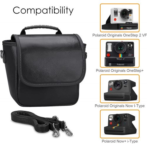  Fintie Carrying Case Compatible with Polaroid Originals OneStep+, Onestep 2 VF, Now+ I-Type, Now I-Type Instant Film Camera - Premium Vegan Leather Travel Bag w/Removable Strap & P