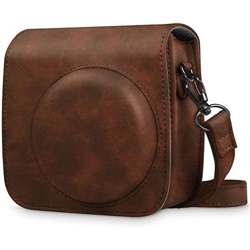  Fintie Protective Case Compatible with Fujifilm Instax Mini 8 Mini 8+ Mini 9 Instant Camera - Premium Vegan Leather Bag Cover with Removable Strap, Vintage Brown