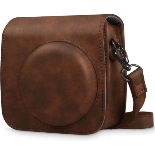  Fintie Protective Case Compatible with Fujifilm Instax Mini 8 Mini 8+ Mini 9 Instant Camera - Premium Vegan Leather Bag Cover with Removable Strap, Vintage Brown