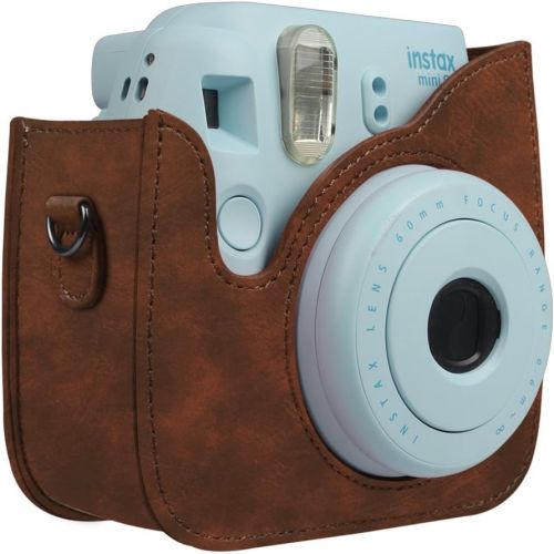  Fintie Protective Case Compatible with Fujifilm Instax Mini 8 Mini 8+ Mini 9 Instant Camera - Premium Vegan Leather Bag Cover with Removable Strap, Vintage Brown