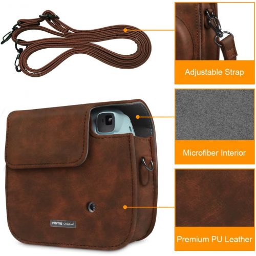  Fintie Protective Case Compatible with Fujifilm Instax Mini 8 Mini 8+ Mini 9 Instant Camera - Premium Vegan Leather Bag Cover with Removable Strap, Vintage Brown