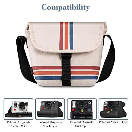  Fintie Camera Bag Compatible with Polaroid OneStep+, Onestep 2 VF, Now+ I-Type, Now I-Type Instant Film Camera - Canvas Travel Bag Soft Pouch with Adjustable Strap & Interior Pocke