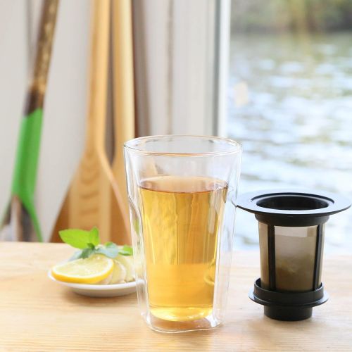  Finum finum SMART BREW SYSTEM doppelwandiges Glas mit Filter und Deckel/Abtropfschale - 320 ml