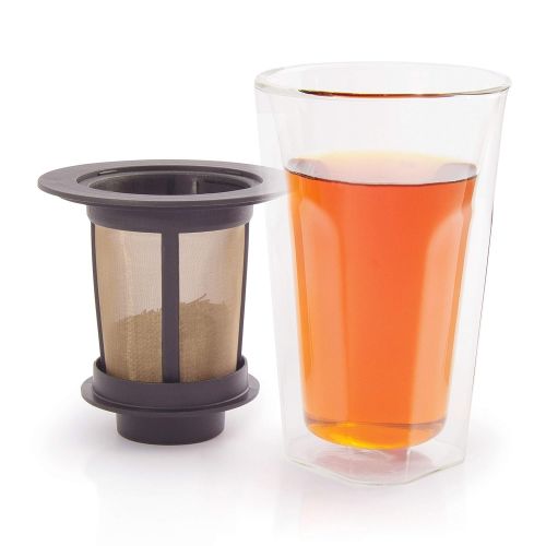  Finum finum SMART BREW SYSTEM doppelwandiges Glas mit Filter und Deckel/Abtropfschale - 320 ml