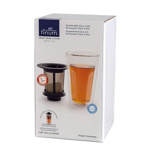  Finum finum SMART BREW SYSTEM doppelwandiges Glas mit Filter und Deckel/Abtropfschale - 320 ml