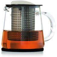 Finum TEA CONTROL 0,4 Liter (400 ml) - Glas Teekanne mit Siebeinsatz & Filzuntersetzer, Glas-Teekannen, Borosilikat Glas Kanne, Teebereiter, Sieb, Filter, Patentierte Bruehkontrolle