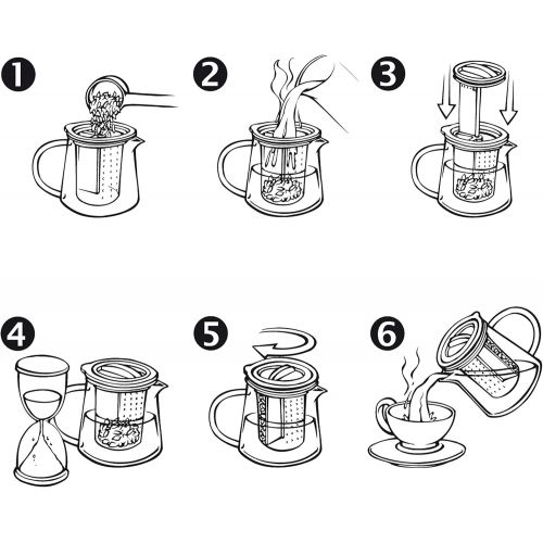  Finum TEA CONTROL Teekanne aus Glas mit patentierter Bruehkontrolle - Teebereiter mit Dauerfilter - Teezubereiter 0,8 Liter - Glaskanne fuer Tee, Rot