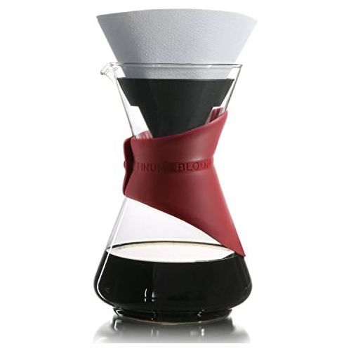  Finum Bloom and Flow Borosilicate Glass Pour Coffee Brewer, 24 Ounces, Red