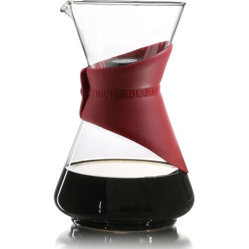  Finum Bloom and Flow Borosilicate Glass Pour Coffee Brewer, 24 Ounces, Red