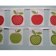 Fiondi APPLES Indoor Outdoor Bunting, Waterproof Bunting, Garden Bunting, Wipe Clean Bunting, Oilcloth Bunting, 2.5 metre, 9 Flags, Fruit Bunting