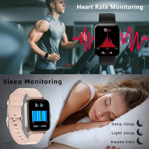  [아마존베스트]Smart Watch, FirYawee Smartwatch for Android Phones and iOS Phones,Fitness Tracker Waterproof IP68 with Heart Rate Monitor and Sleep Monitor,Step and Distance Counter,Smart Watch f