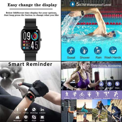  [아마존베스트]Smart Watch, FirYawee Smartwatch for Android Phones and iOS Phones,Fitness Tracker Waterproof IP68 with Heart Rate Monitor and Sleep Monitor,Step and Distance Counter,Smart Watch f