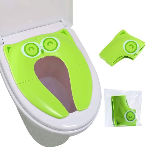  [아마존베스트]Firares Upgrade Folding Large Non Slip Silicone Pads Travel Portable Reusable Toilet Potty Training Seat Covers Liners with Carry Bag for Babies, Toddlers and Kids, Green