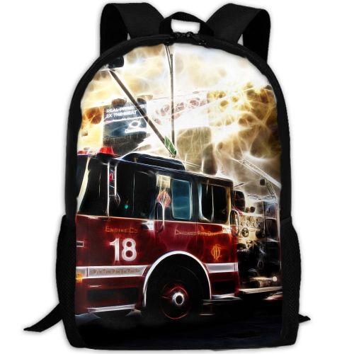  Fire Truck Wallpaper Interest Print Custom Unique Casual Backpack School Bag Travel Daypack Gift