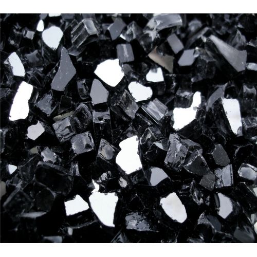  Fireplace Glass San Diego Fire Glass, ~14 Black Reflective, 40 LBS