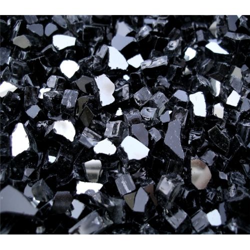  Fireplace Glass San Diego Fire Glass, ~14 Black Reflective, 40 LBS