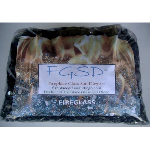  Fireplace Glass San Diego Fire Glass, ~14 Black Reflective, 40 LBS