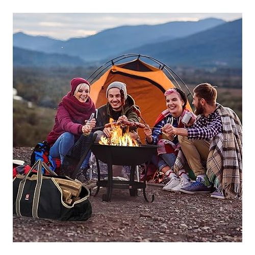  FireBeauty Fire Pit BBQ Grill Pit Bowl with Mesh Spark Screen Cover,Poker (Includes Tote Bag)