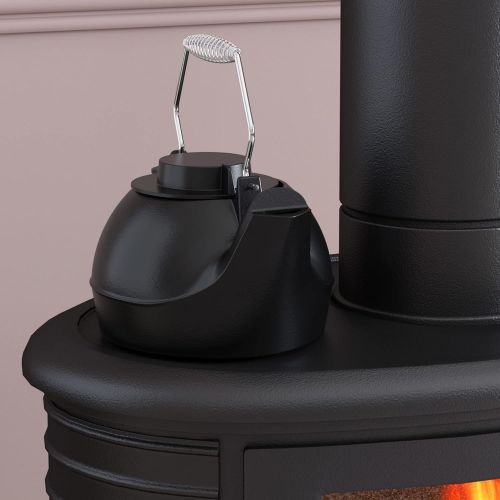  [아마존베스트]Fire Beatuy Fire Beauty Humidifying Iron Kettle，Stove Humidifier，Wood Stove Kettle，Cast Iron，Chrome handle，Matte Black