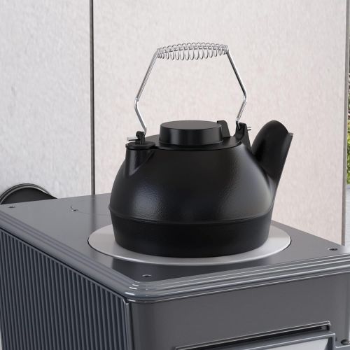  [아마존베스트]Fire Beatuy Fire Beauty Humidifying Iron Kettle，Stove Humidifier，Wood Stove Kettle，Cast Iron，Chrome handle，Matte Black