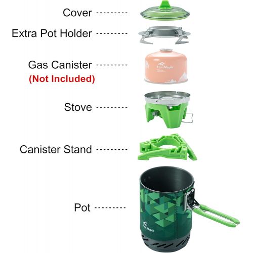  Fire-Maple Fixed-Star 2 Personal Cooking System Stove w/Electric Ignition, Pot Support & Propane/Butane Canister Stand | Jet Burner/Pot System for Backpacking, Camping, Hiking, or