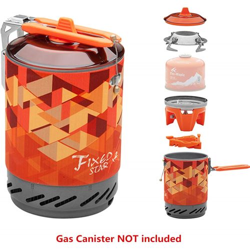  Fire-Maple Fixed-Star 2 Personal Cooking System Stove w/Electric Ignition, Pot Support & Propane/Butane Canister Stand | Jet Burner/Pot System for Backpacking, Camping, Hiking, Eme