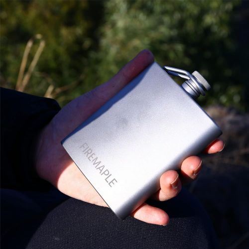  Fire-Maple Bacchus Titanium Hip Flask 200ml / 6.7 fl oz Ultralight Pocket Canteen for Camping, Travel, Sport Events & Outdoor Trips Curved Shape with Secure Screw Top, Filler Funne