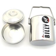 Firebox Locking Bail Handle Camping Pot, Billy Can Bushcraft Kit - Zebra Loop Handle Pot SS Handle Clips (Installed)