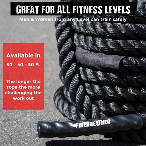  FireBreather Training Battle Ropes & Anchor KIT. Full Body Workout Equipment to Lose Fat & Boost Strength. Fast & Efficient Training in Less Than 20 Minutes. Premium 1.5 Inch Heavy Rope in 30, 40 & 50 F