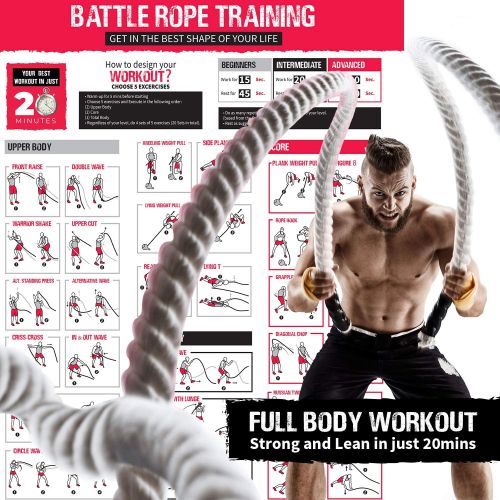  FireBreather Training Battle Ropes & Anchor KIT. Full Body Workout Equipment to Lose Fat & Boost Strength. Fast & Efficient Training in Less Than 20 Minutes. Premium 1.5 Inch Heavy Rope in 30, 40 & 50 F