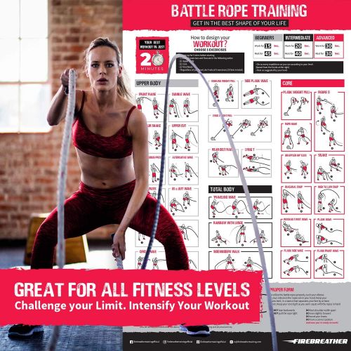  FireBreather Training Battle Ropes & Anchor KIT. Full Body Workout Equipment to Lose Fat & Boost Strength. Fast & Efficient Training in Less Than 20 Minutes. Premium 1.5 Inch Heavy Rope in 30, 40 & 50 F