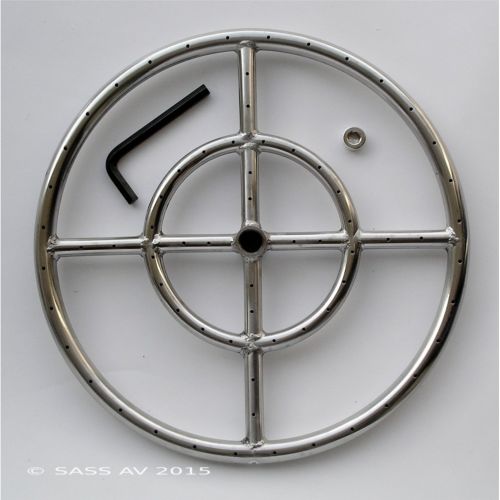  Fireplace Glass San Diego Fire Pit Ring, 15 Round Stainless Steel Burner Ring