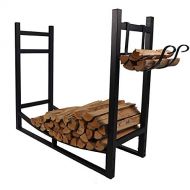 fireplace screen LXLA Firewood Log Rack with Kindling Holder, Indoor Outdoor Fireside Logs Holder for Wood Storage, Freestanding Stove Accessories, 83cm Wide X 78cm Tall, Black