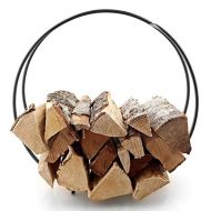 fireplace screen LXLA Large Metal Wrought Iron Log Basket with Handle, Contemporary Round Fireside Wood Storage Holder, for Stove/Hearth/Fire Pit