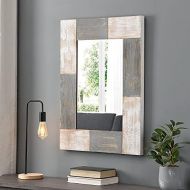 FirsTime & Co. Mason Planks Wall Mirror, 31.5H x 24W, Aged White & Gray Wood