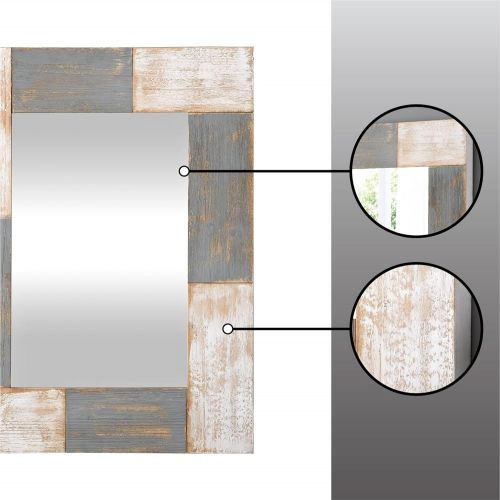  FirsTime & Co. Mason Planks Wall Mirror, 31.5H x 24W, Aged White & Gray Wood