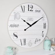 FirsTime 31029 Shiplap Chic Wall Clock, Aged White