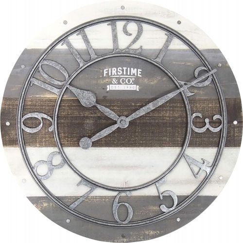  FirsTime 99687 Shabby Wood Wall Clock, Gray
