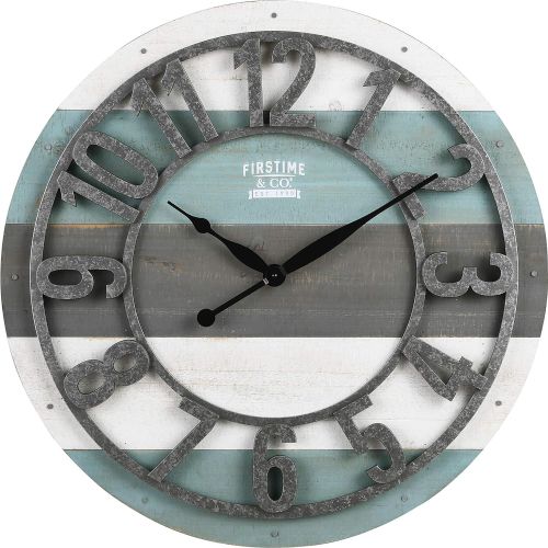  FirsTime 99687 Shabby Wood Wall Clock, Gray