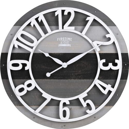  FirsTime 99687 Shabby Wood Wall Clock, Gray